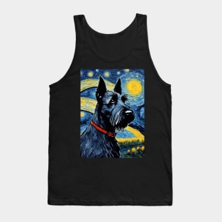 Cute Scottish Terrier Dog Breed Painting in a Van Gogh Starry Night Art Style Tank Top